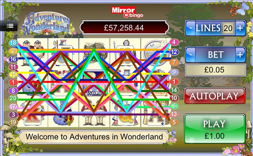The ‘Adventures in Wonderland’ Slot Game, large view