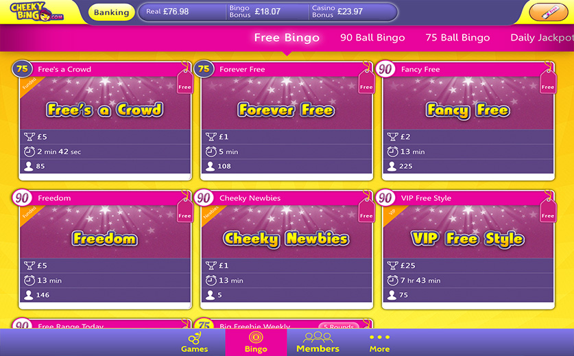 Check the Preview of Cheeky Bingo Game Lobby big