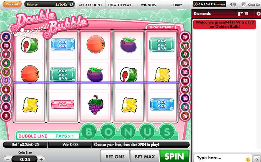 Try the Fun ‘Double Bubble’ Slot at Caesars Bingo, large view