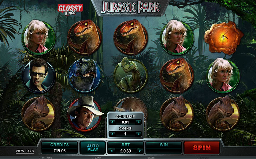 The popular Jurassic Park slot offered at Glossy, large view