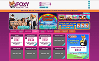 The lobby of the desktop site of Foxy bingo