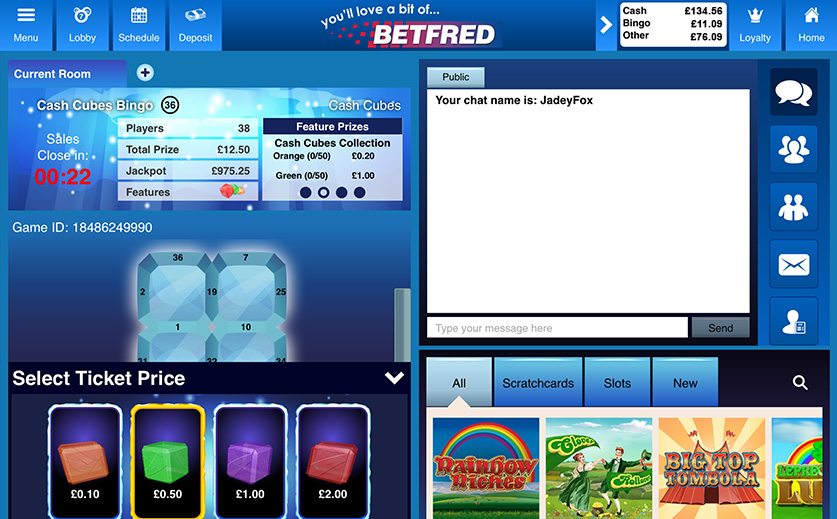 Play the Special Cash Cubes Bingo Game at Betfred, large view