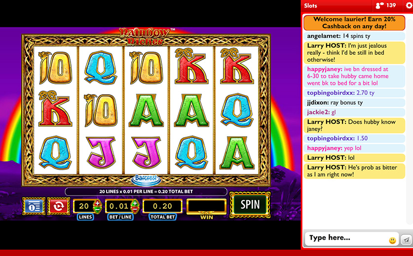 The popular Rainbow Riches slots can be enjoyed at Sun Bingo, large view