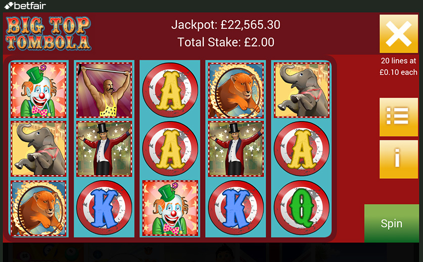 The 'Big Top Tombola' slot preview, large view