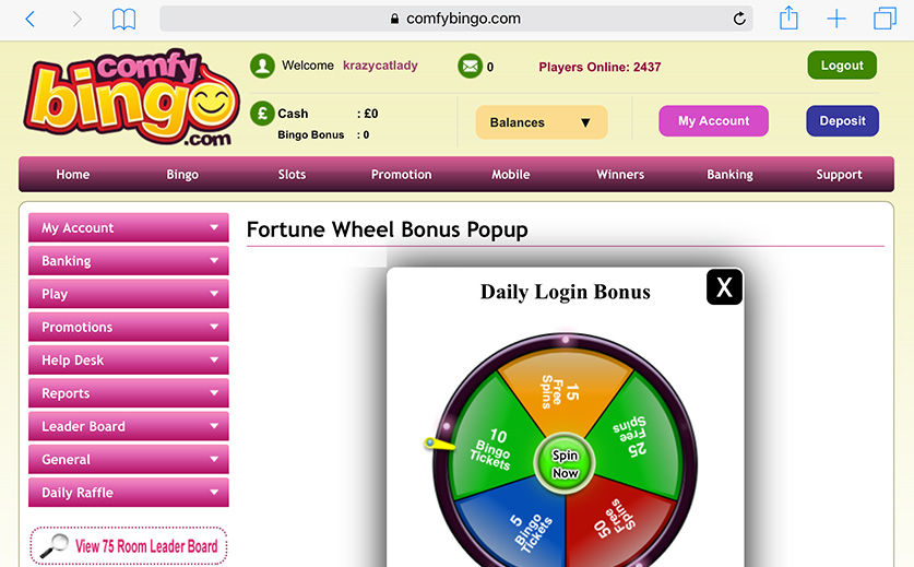 A Preview of the Daily Login Bonus Wheel, large view