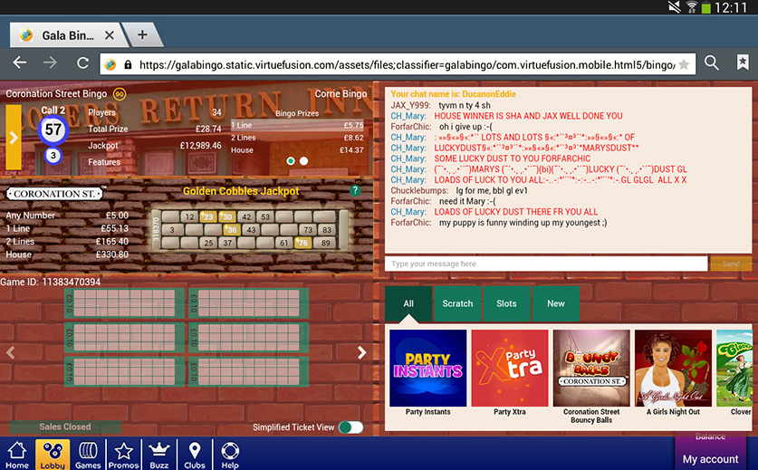 Coronation Street bingo for mobile at Gala, large view