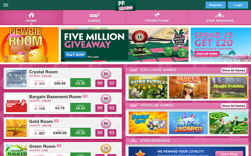 Paddy Power's Mobile Bingo Lobby-large view