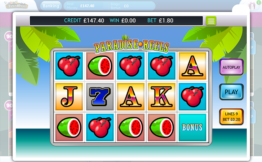 Play Fancy Bingo’s ‘Paradise Reels’ Slot, large view