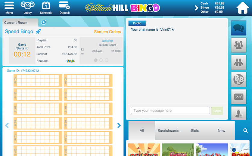 The Speed Bingo Room at William Hill, large view